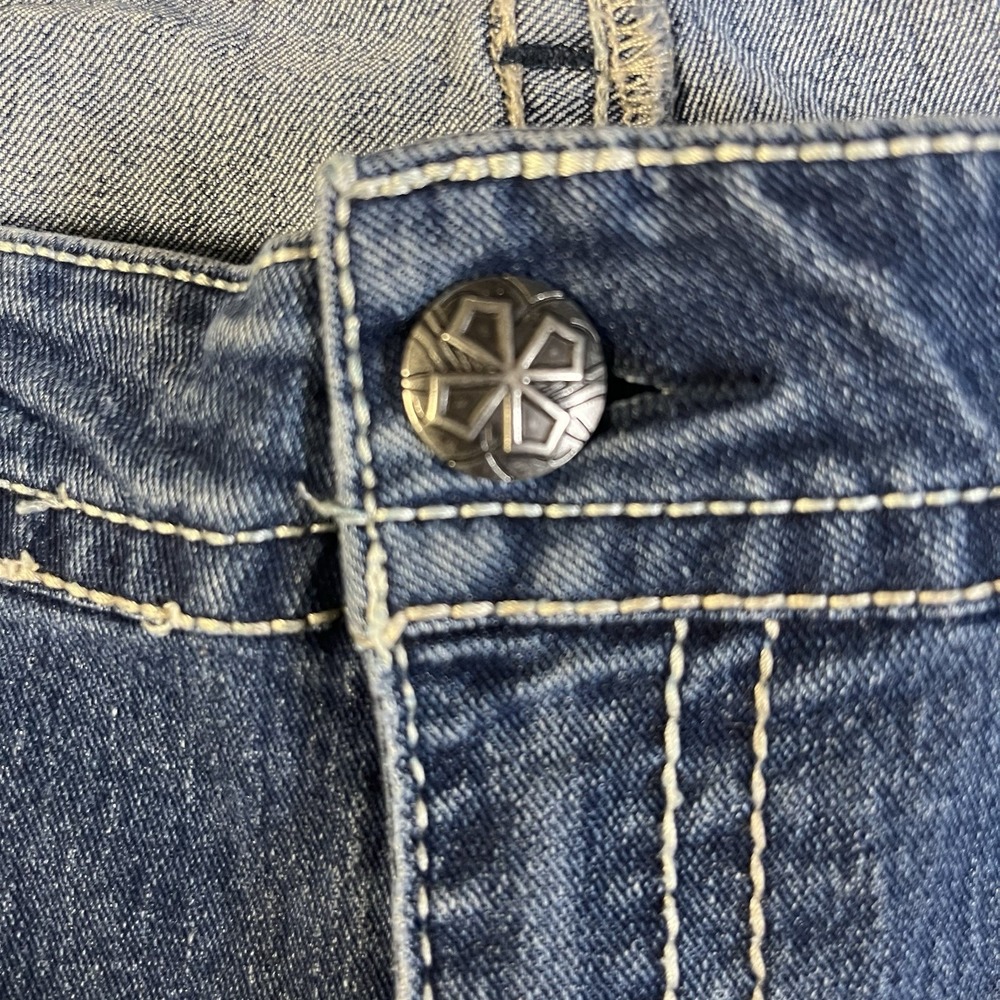 Faded Glory Jeans Womens 16W Medium Wash Embroidered Distressed Denim 35x24 - Picture 6 of 8